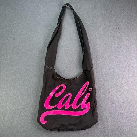 ROBIN RUTH Black Shoulder Sling Bag “California Hot Pink Lettering Unisex Adults - Picture 5 of 7